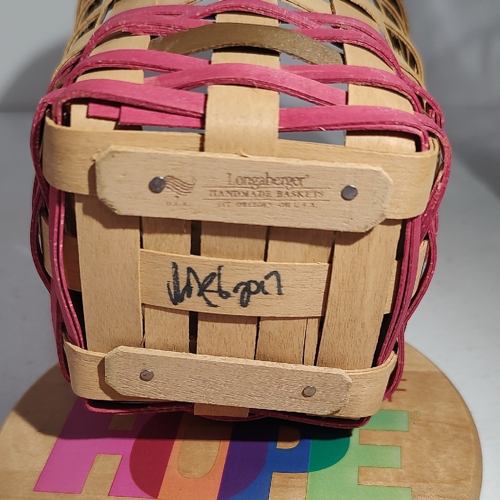 Longaberger Horizon of Hope Basket with Pink and Natural Accents - Picture 9 of 10